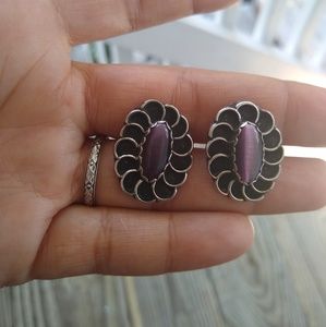 Native American sterling purple tigers eye studs